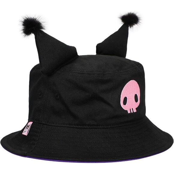 Unisex Cotton Bucket Hat Kuromi Inspired Black Ears Wide Brim Sun Protection main image 4